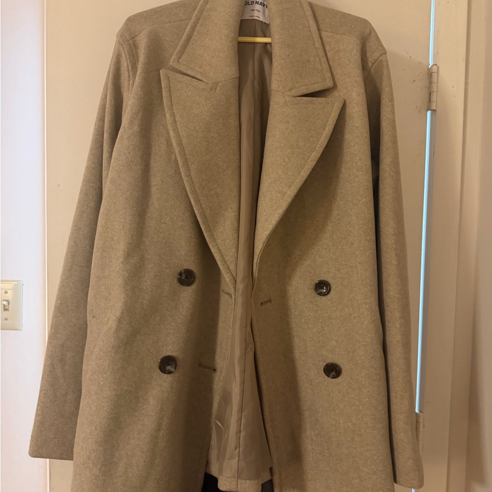 Old Navy Classic Beige Double-Breasted Pea Coat
